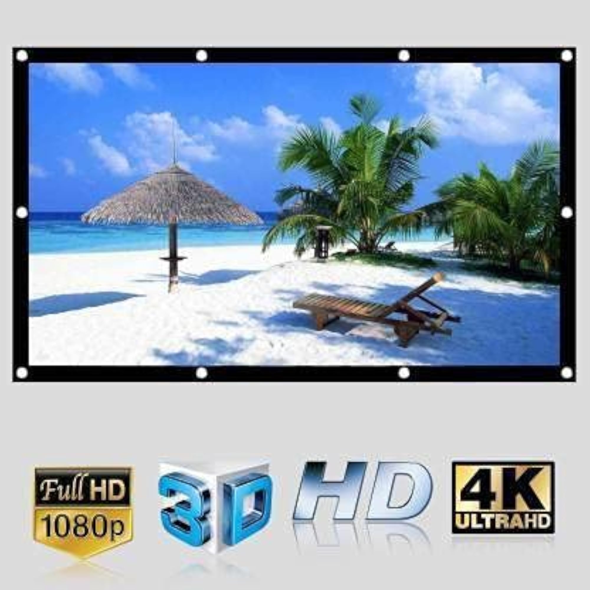 Portable Projector Screen, 73 Inch, 4K HD
